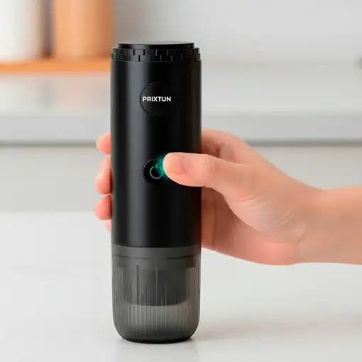 Cafetera Portátil Roma Prixton (Cápsulas/Café Molido - 2 Tazas - Negro)