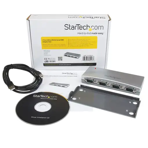 StarTech.com Hub Concentrador USB a 4 Puertos Serie RS232 - Ladrón Serie DB9 - Ada