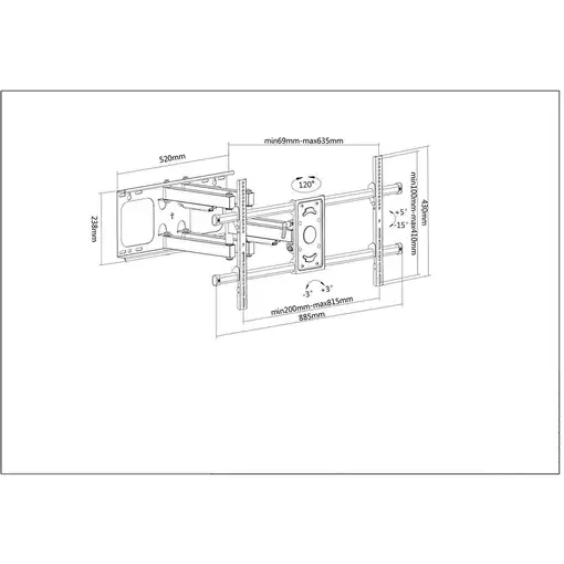 Manhattan Soporte de pared (Articulado) para TV/monitores, pantallas 37''–75''