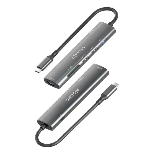 AISENS USB-C Dock 7 en 1, USB-C A, 1x HDMI, 2x USB-A USB2.0, 1x USB-A USB3.0, 1x U