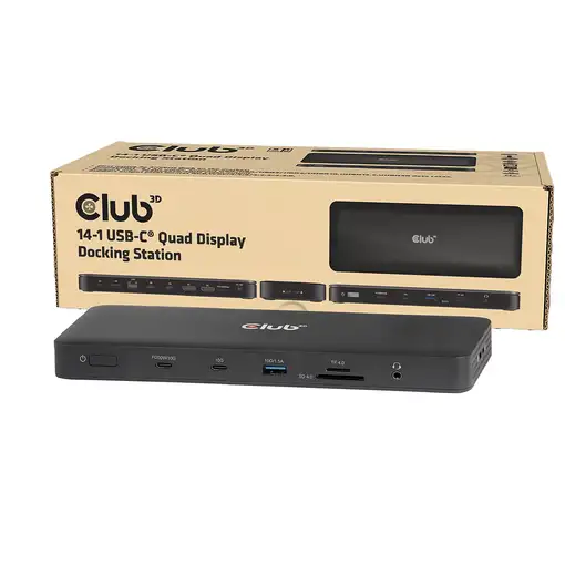 Estación de acoplamiento de accesorios de red Club3D 14 en 1 USB-C 150 W CSV-2540