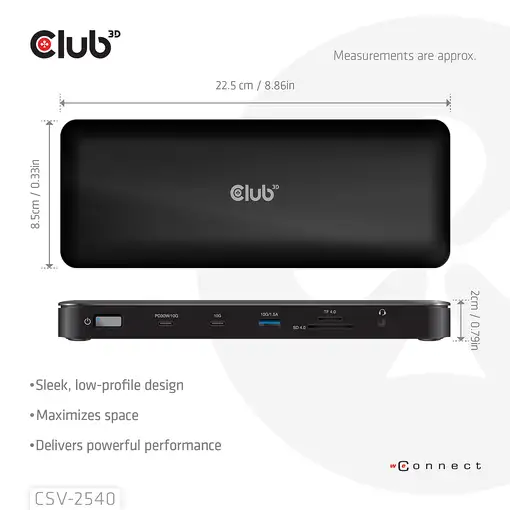 Estación de acoplamiento de accesorios de red Club3D 14 en 1 USB-C 150 W CSV-2540