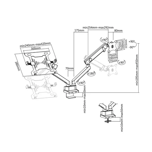 AISENS Soporte De Mesa Pro Contrapeso Giratorio E Inclinable