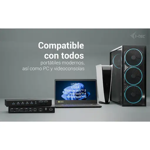 I-Tec Usb-C Kvm Dock Pro Para Tres Hosts Doble Video Con 2X Power Delivery Max 92W