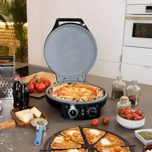 Pizzera eléctrica negra 1800W, Fun Pizza & Co Maker CECOTEC