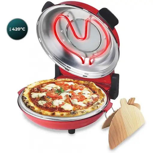 Pizzera eléctrica roja 1200W, Fun Pizza&Co Mamma Mía Vista CECOTEC