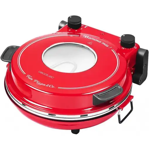 Pizzera eléctrica roja 1200W, Fun Pizza&Co Mamma Mía Vista CECOTEC