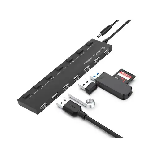 Conceptronic HUBBIES08B hub de interfaz USB 2.0 480 Mbit/s Negro