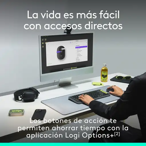 Logitech POP Mouse, ratón inalámbrico Bluetooth compacto y portátil con botones pr