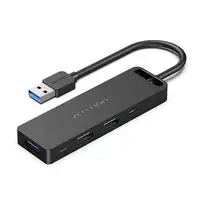 Vention CHVBB hub de interfaz USB 3.2 Gen 1 (3.1 Gen 1) Type-A 5000 Mbit/s Negro