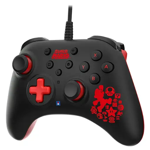 Hori HORIPAD Turbo Mario Negro, Rojo USB Gamepad Nintendo Switch