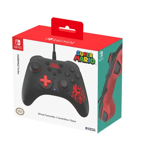 Hori HORIPAD Turbo Mario Negro, Rojo USB Gamepad Nintendo Switch