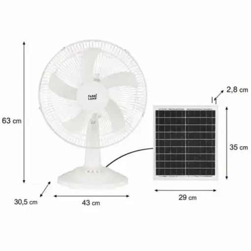 Ventilador de sobremesa blanco, Solar, 20 W, Ø43 cm, Abanico FABRILAMP