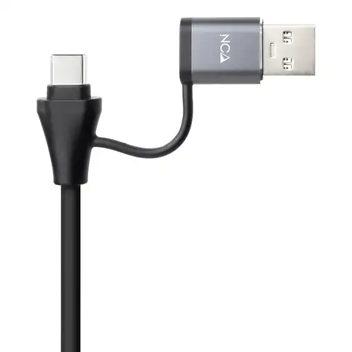 Nanocable Conversor USB-C+USB-A/M 3.0 a Ethernet, Aluminio, Gris, 15 cm