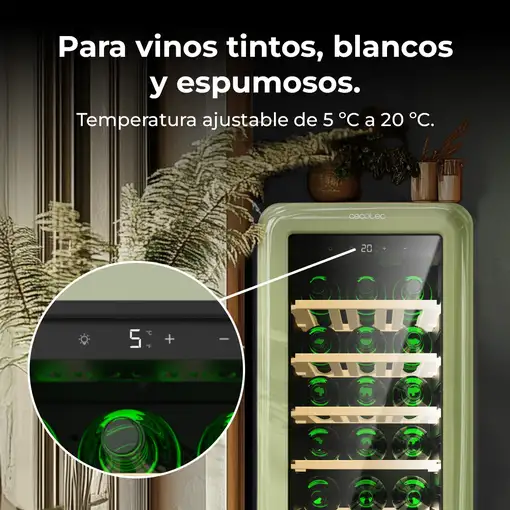 Cecotec Bolero GrandSommelier Origin 24 Hit Green Nevera de vino Independiente Ver