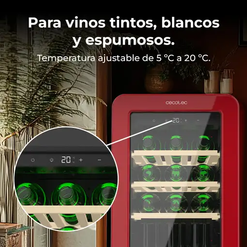 Cecotec Bolero GrandSommelier Origin 18 Hit Red Nevera de vino Independiente Rojo
