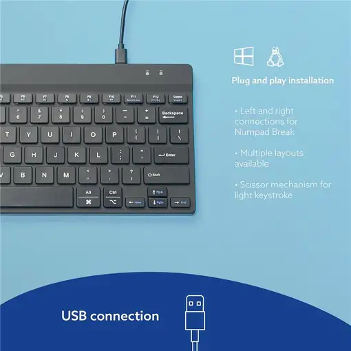 R-Go Tools Teclado ergonómico R-Go Compact Break, teclado compacto con software de