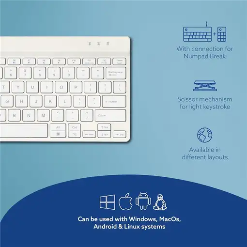TECLADO WRL COMPACTO BREAK/BLANCO RGOCOUSWLWH R-GO TOOLS