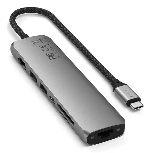 Satechi ST-P7SM hub de interfaz USB Tipo C 10000 Mbit/s Gris