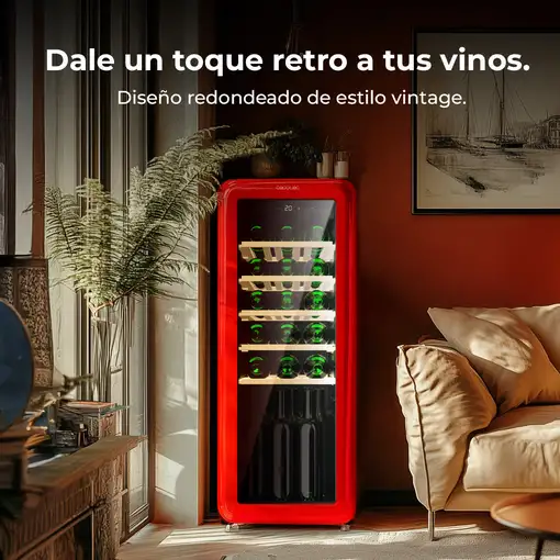 Cecotec Bolero GrandSommelier Origin 24 Hit Red Nevera de vino Independiente Rojo