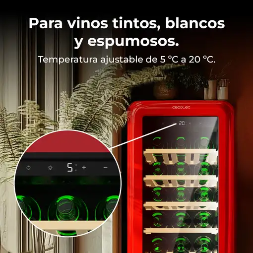 Cecotec Bolero GrandSommelier Origin 24 Hit Red Nevera de vino Independiente Rojo