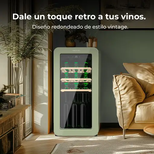 Cecotec Bolero GrandSommelier Origin 18 Hit Green Nevera vino Independiente Verde