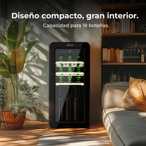 Cecotec Bolero GrandSommelier Origin 18 Hit Black Nevera vino Independiente Negro