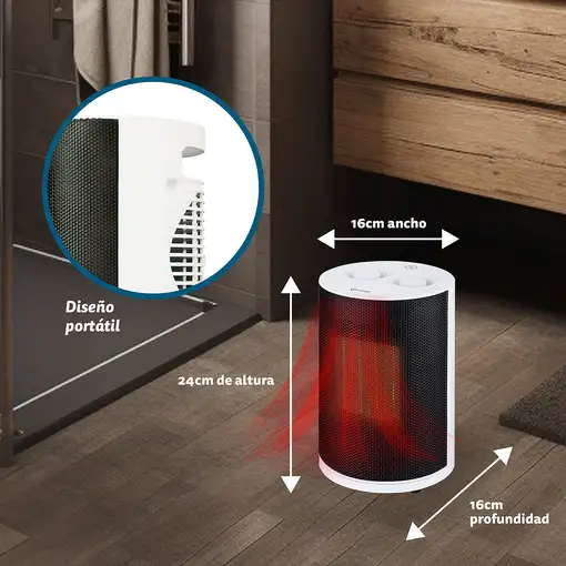 Grunkel CAL-CE1800 calefactor eléctrico Interior Blanco 1800 W Ventilador
