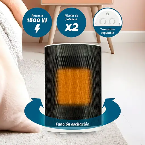 Grunkel CAL-CE1800 calefactor eléctrico Interior Blanco 1800 W Ventilador