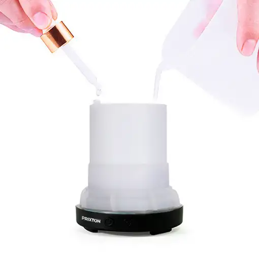 Humidificador Zen Negro PRIXTON (5W - 5 modos pulverización - 7 colores luz LED)