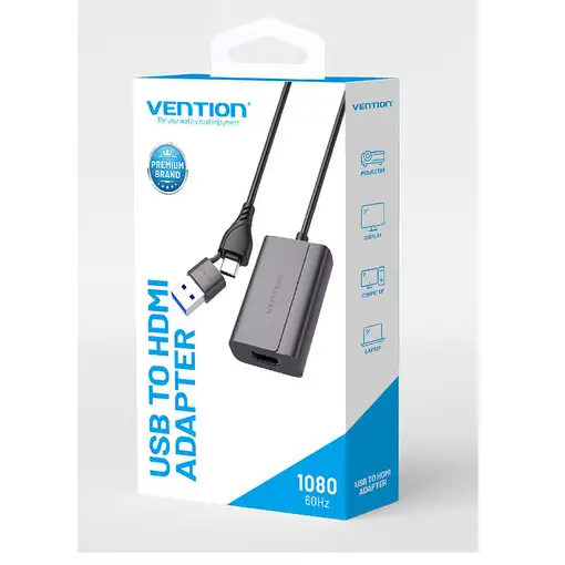 Vention ACYHB cambiador de género para cable USB-C + USB-A HDMI Gris