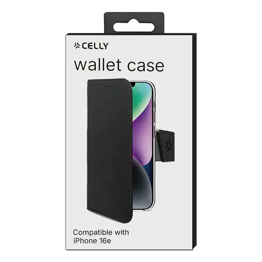 Celly WALLY funda para teléfono móvil 15,5 cm (6.1") Funda cartera Negro