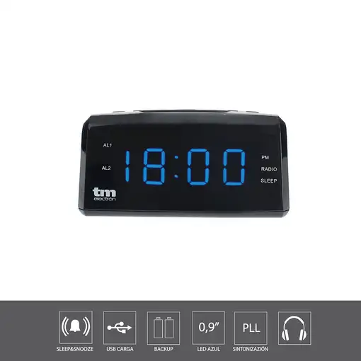 TM Electron TMRAR010 despertador Reloj despertador digital Negro