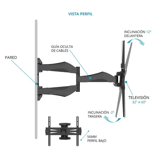 TM Electron TMSLC140 soporte para TV 165,1 cm (65") Negro