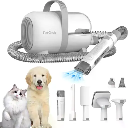 Kit de Cuidado de Mascotas Todo-en-Uno Petchois GV1 - Aspirador y Cortapelos.