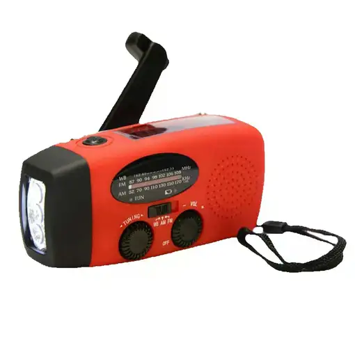 Radio de Emergencia Solar con Manivela, Linterna LED y Power Bank 2000mAh. Radio de Emergencia Solar con Manivela, Linterna LED y Power Bank 2000mAh.
