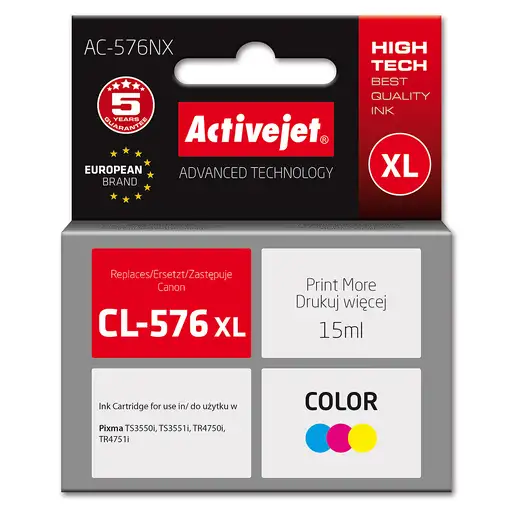 Activejet AC-576NX cartucho de tinta 1 pieza(s) Compatible Alto rendimiento (XL) A Activejet AC-576NX cartucho de tinta 1 pieza(s) Compatible Alto rendimiento (XL) A