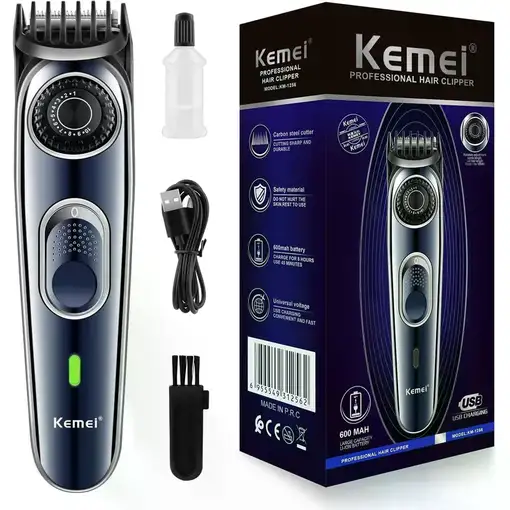 Cortapelos e Recortador de Barba Kemei KM-1256 Inalámbrico. Cortapelos e Recortador de Barba Kemei KM-1256 Inalámbrico.