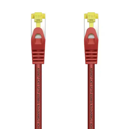 AISENS Cable De Red Latiguillo RJ45 LSZH Cat.7 600 MHz S/FTP PIMF AWG26, Rojo, 0.5