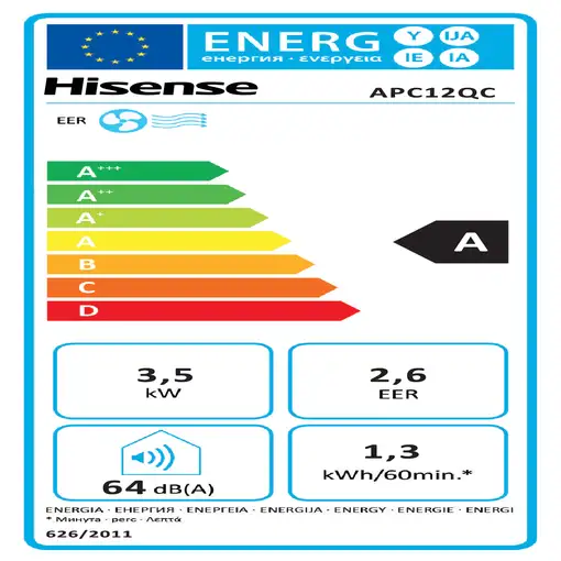 Hisense APC12QC aire acondicionado portátil 64 dB Blanco