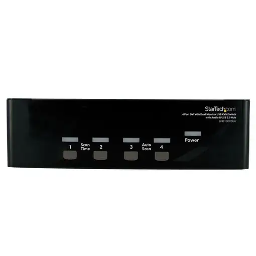 StarTech.com Conmutador Switch KVM 4 Ordenadores 2 Monitores Dobles DVI VGA Audio