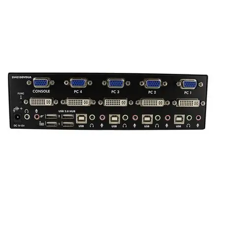 StarTech.com Conmutador Switch KVM 4 Ordenadores 2 Monitores Dobles DVI VGA Audio
