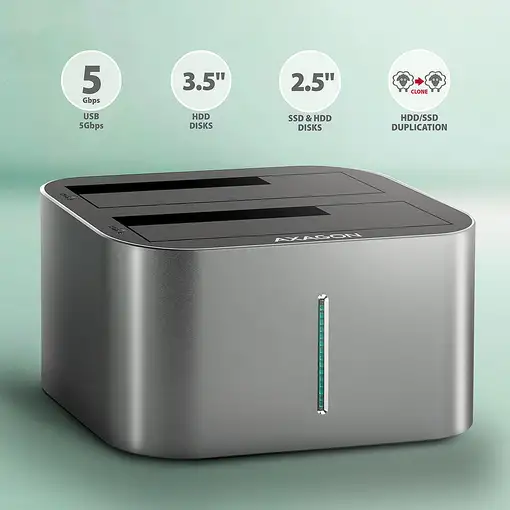 Axagon ADSA-DC base de conexión para disco duro USB 3.2 Gen 1 (3.1 Gen 1) Type-A G