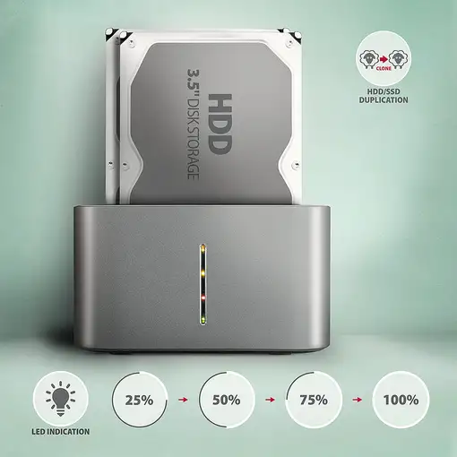 Axagon ADSA-DC base de conexión para disco duro USB 3.2 Gen 1 (3.1 Gen 1) Type-A G