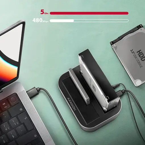 Axagon ADSA-DC base de conexión para disco duro USB 3.2 Gen 1 (3.1 Gen 1) Type-A G