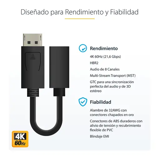StarTech.com Cable de 15cm DisplayPort a Mini DisplayPort - de Vídeo 4K x 2K UHD
