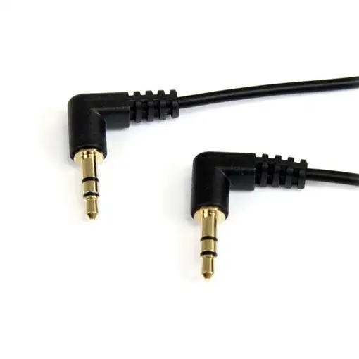 StarTech.com Cable de Audio Estéreo 3,5mm Delgado de Ángulo Recto de 1 pie - M/M
