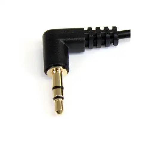 StarTech.com Cable de Audio Estéreo 3,5mm Delgado de Ángulo Recto de 1 pie - M/M