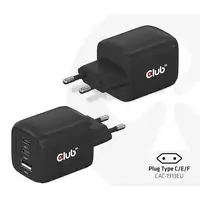 CLUB3D Cargador de viaje PPS Tecnología GAN de 65 vatios, Puerto triple