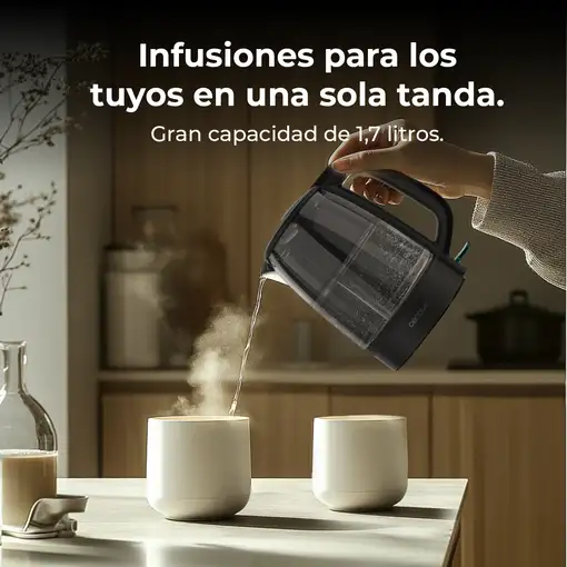 Cecotec ThermoSense 320 tetera eléctrica 1,7 L 2200 W Transparente, Negro